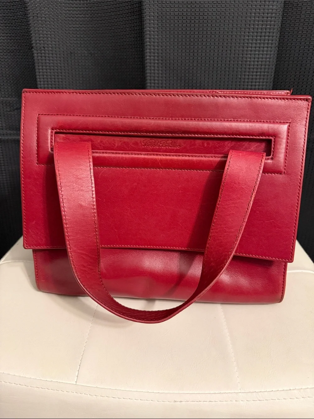 Brooks Brothers Classic Structured Red Leather Satchel - Very good condition $65